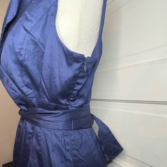 Tommy Hilfiger 100% Cotton Midnight Blue Waist w/ Belt Sleeveless V-Neck Sz 12 - Picture 5 of 9